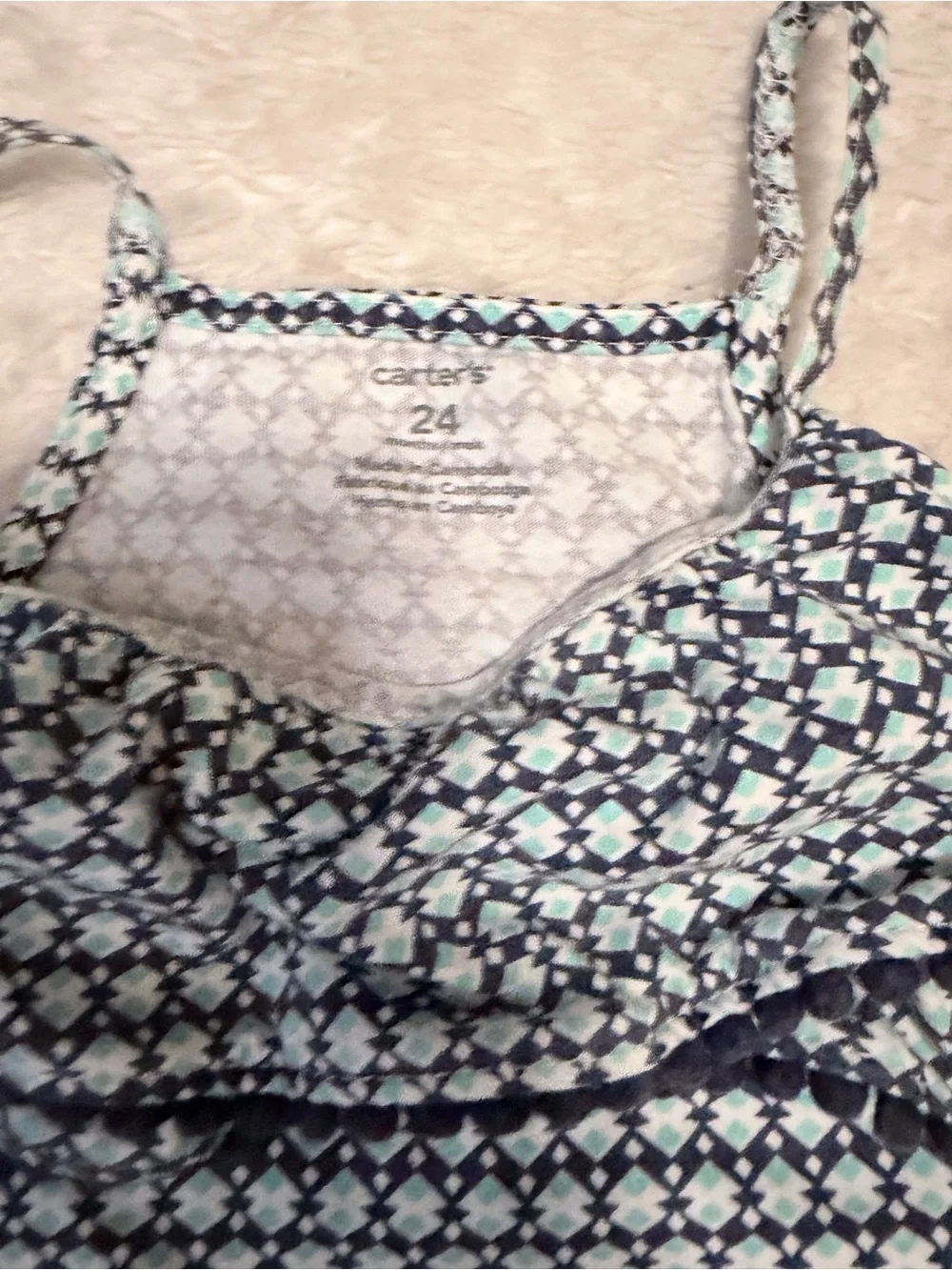 Carter's Toddler Girls' Geometric Print Pom-Pom Ruffle Cami Top size 24 months